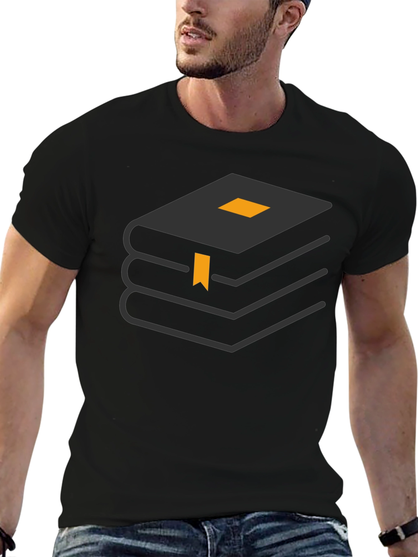 Stacked Books Graphic Tee - Black