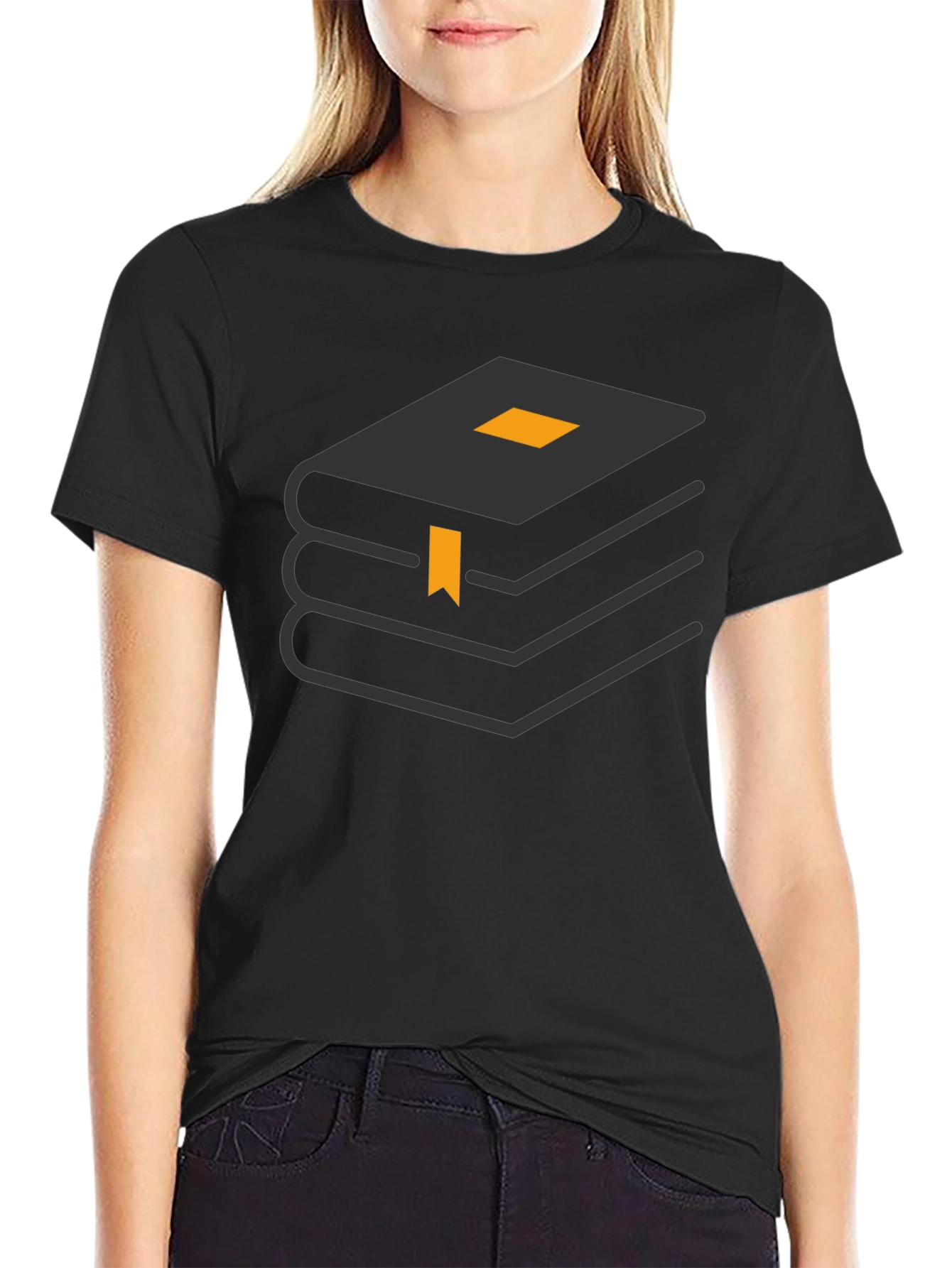 Stacked Books Graphic Tee - Black