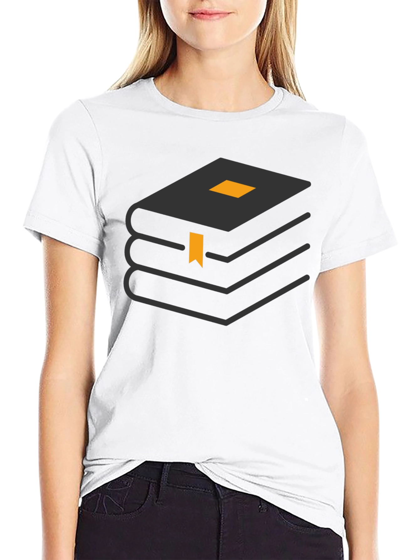 Stacked Books Graphic Tee - Black