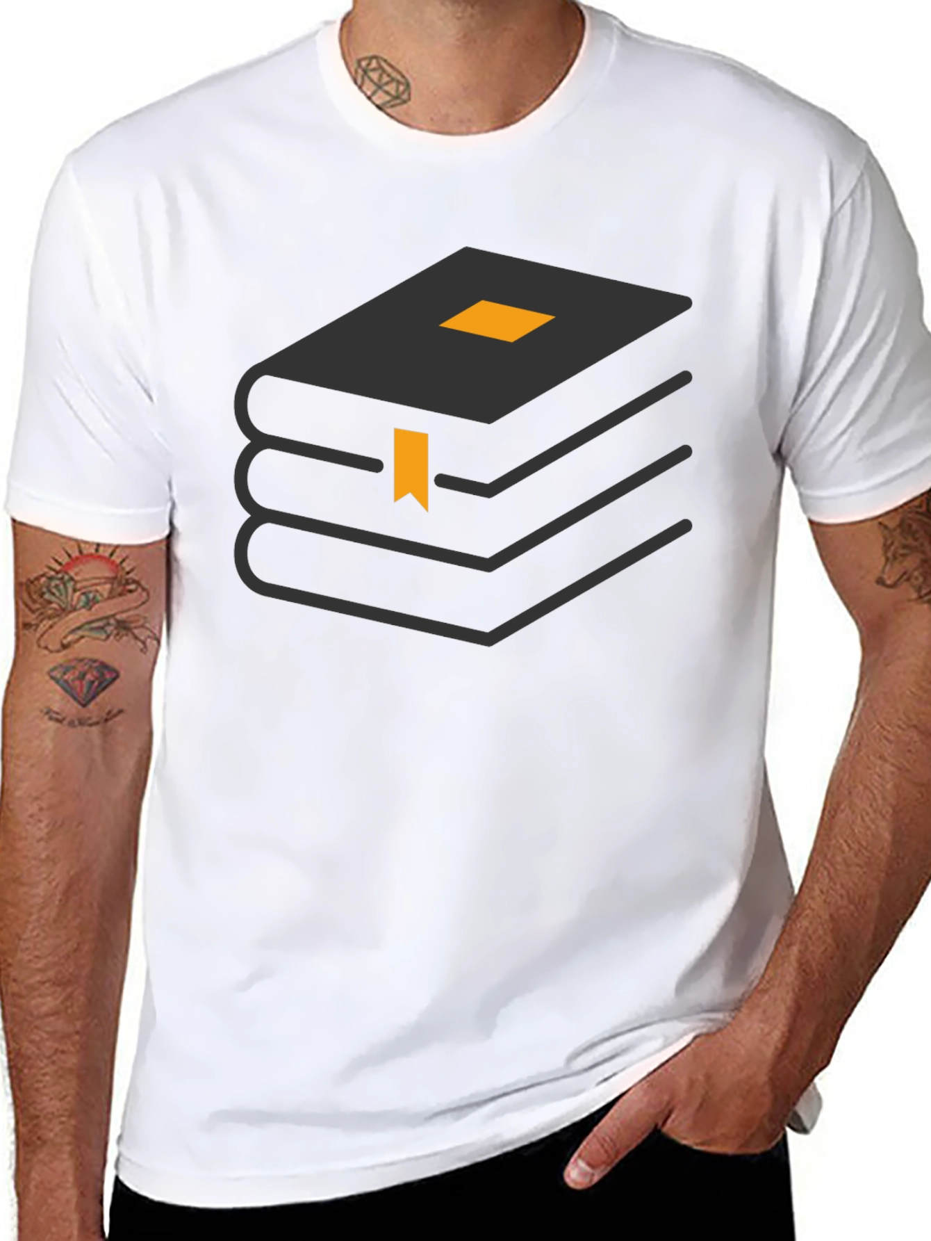 Stacked Books Graphic Tee - Black