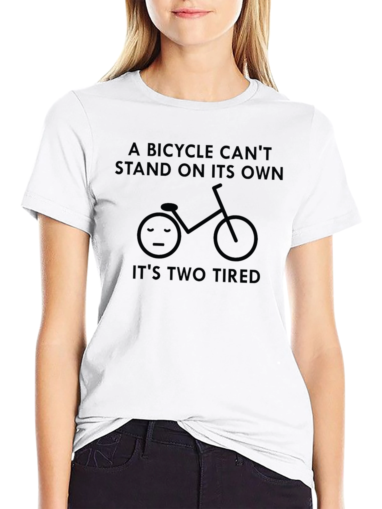 Funny Bicycle Pun T-Shirt - Its Two Tired