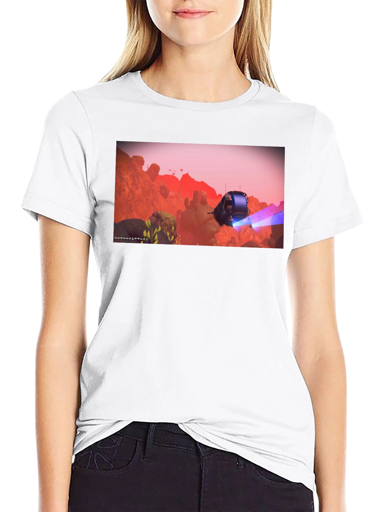 Sci-Fi Scene Graphic Tee - Black Casual Shirt