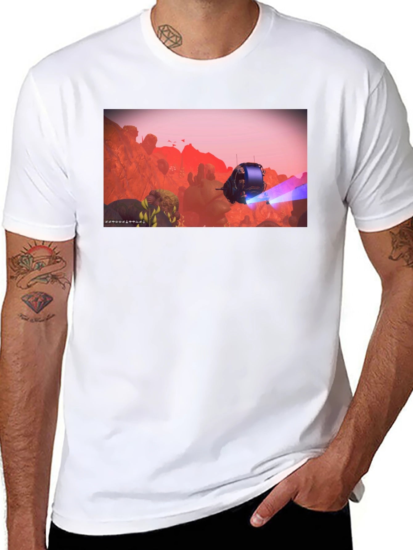 Sci-Fi Scene Graphic Tee - Black Casual Shirt