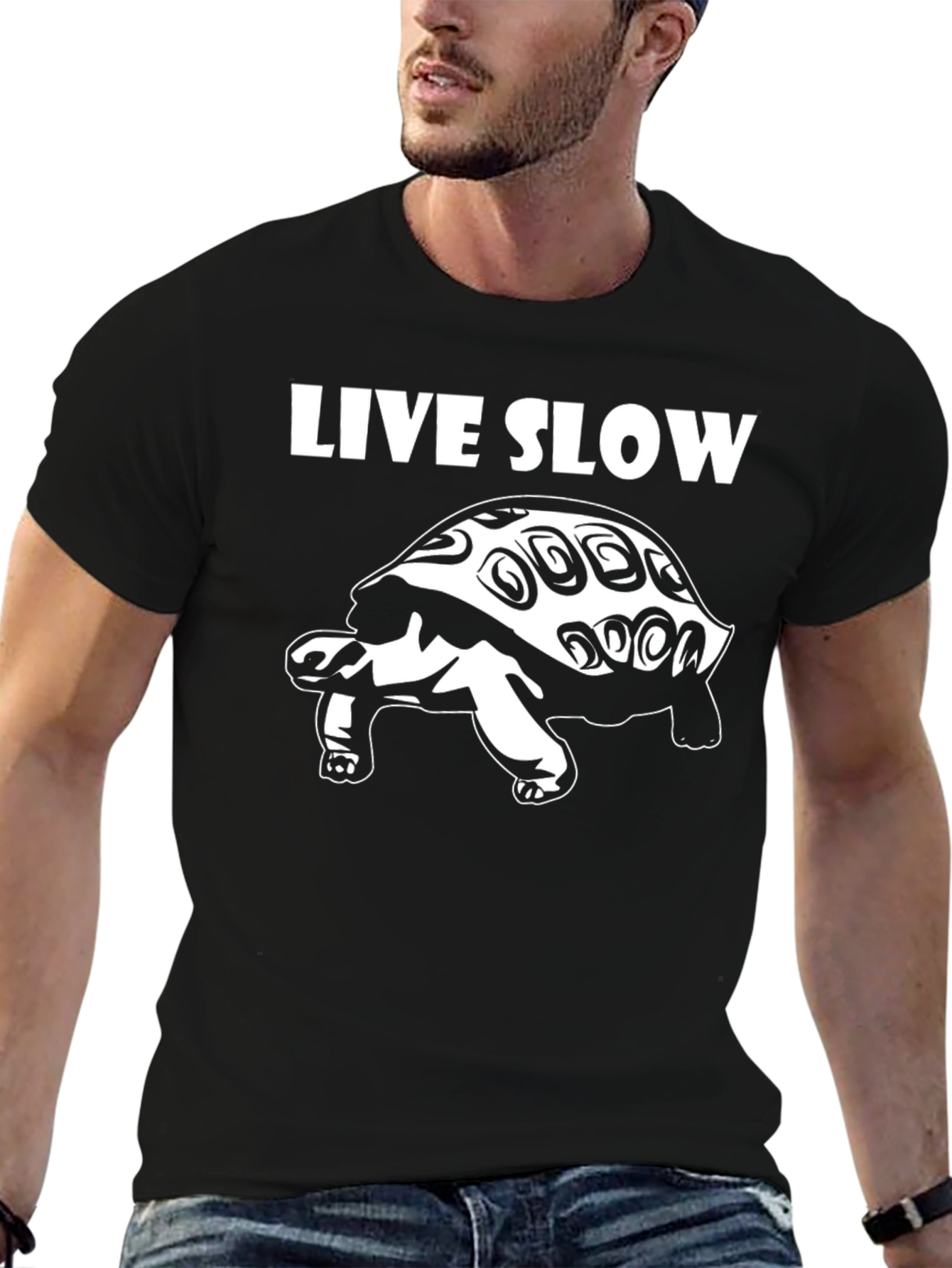 Live Slow Turtle Graphic T-Shirt