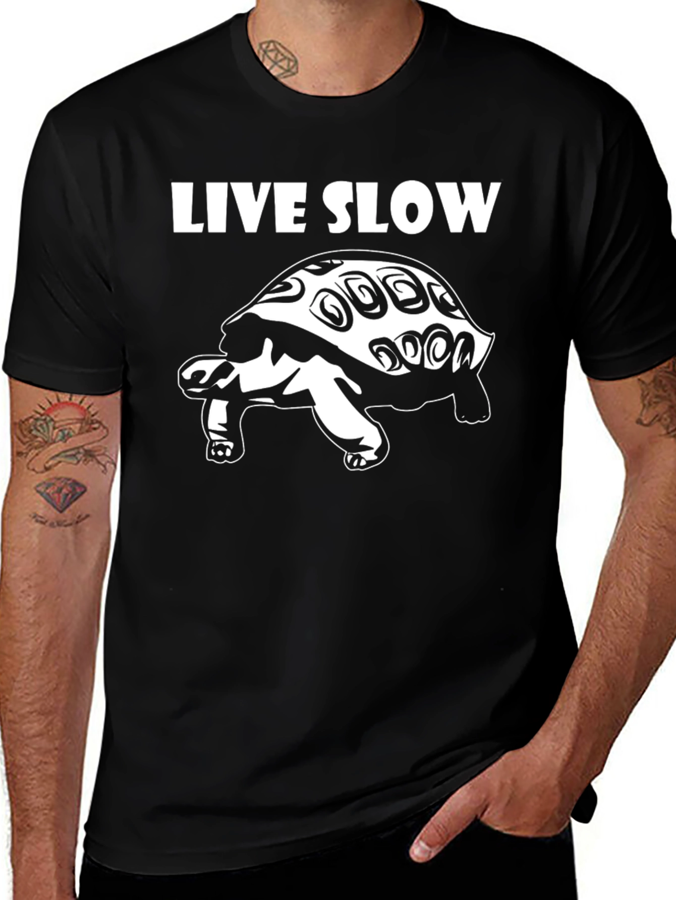 Live Slow Turtle Graphic T-Shirt