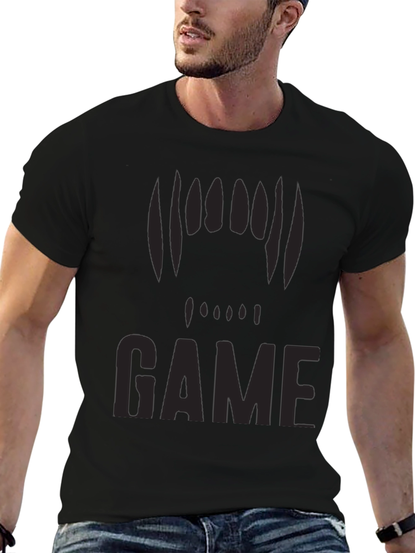 Black GAME Graphic Print Mens T-Shirt