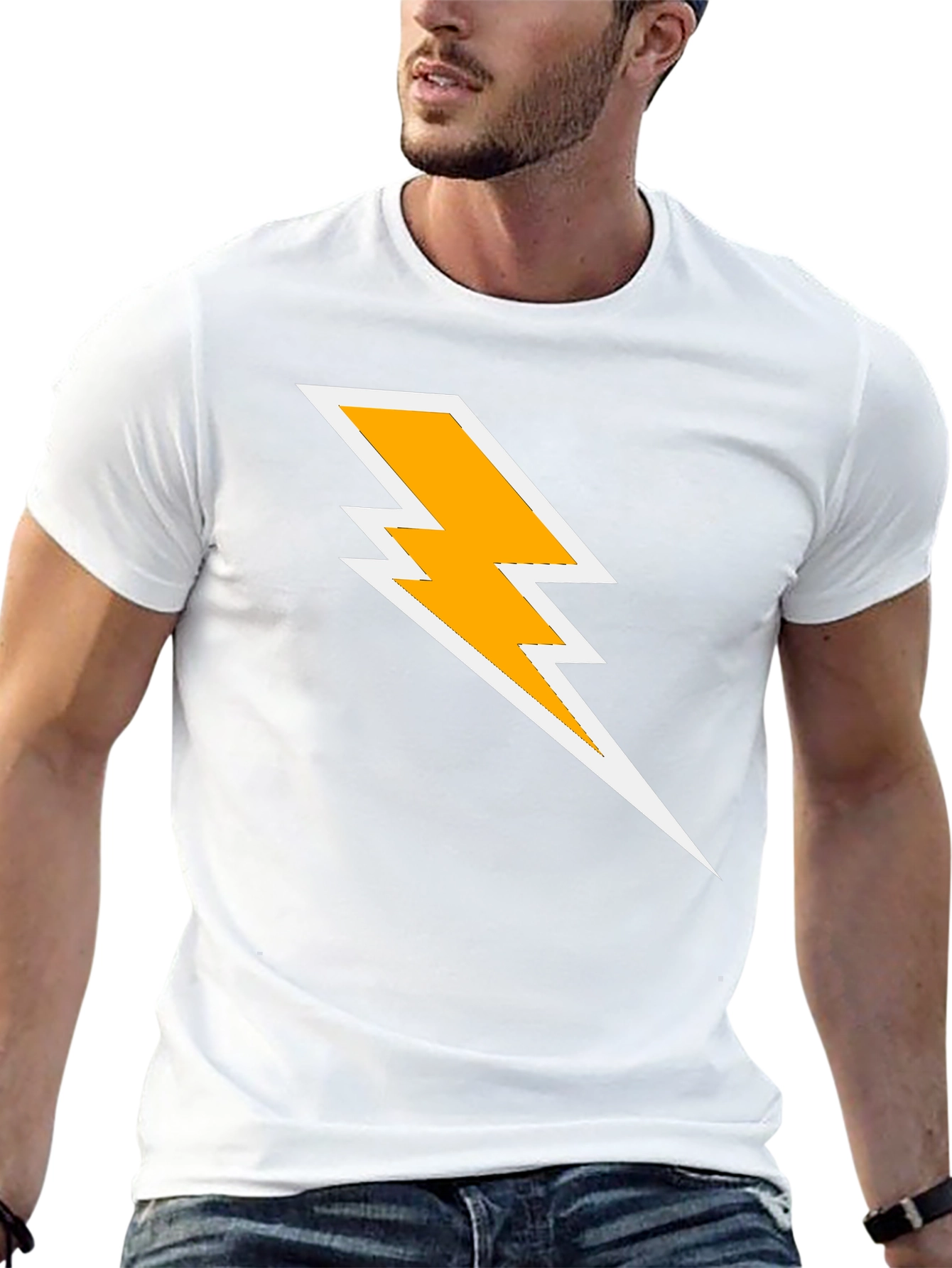 Lightning Bolt Graphic Tee - Black Cotton T-Shirt