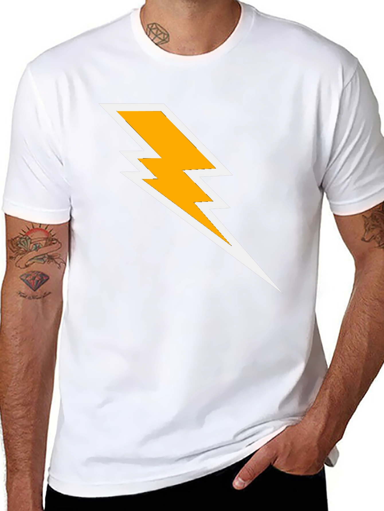 Lightning Bolt Graphic Tee - Black Cotton T-Shirt