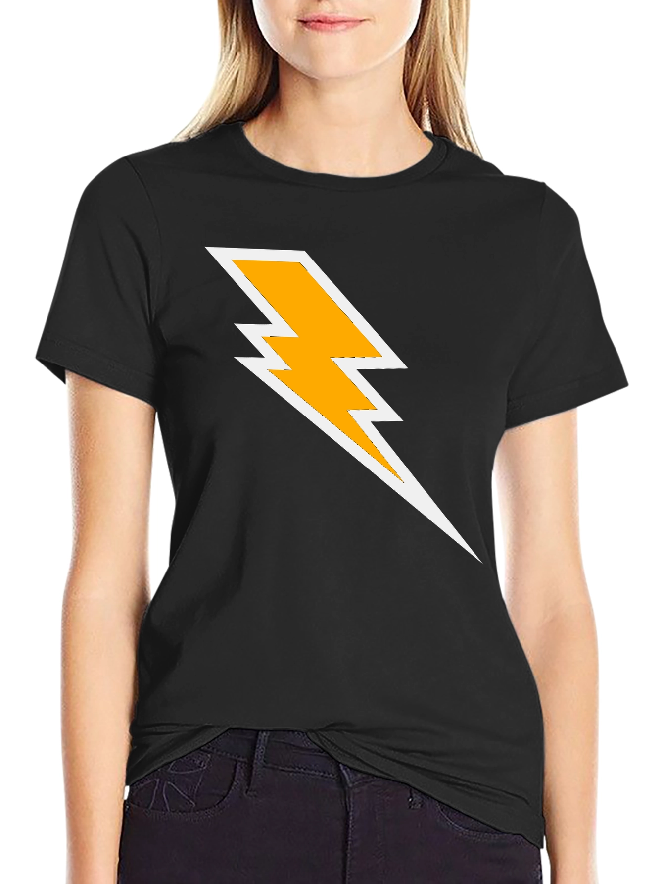 Lightning Bolt Graphic Tee - Black Cotton T-Shirt