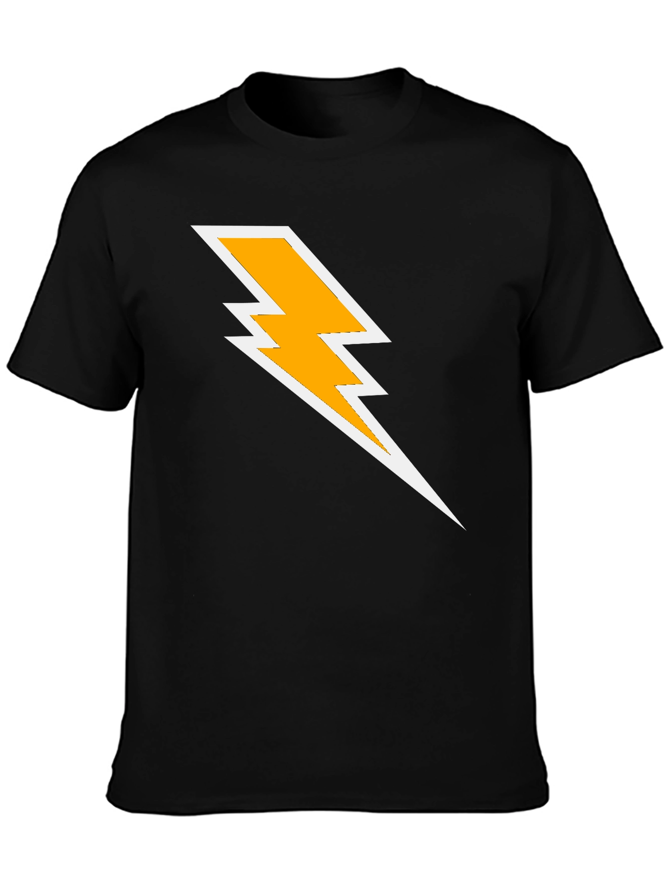 Lightning Bolt Graphic Tee - Black Cotton T-Shirt