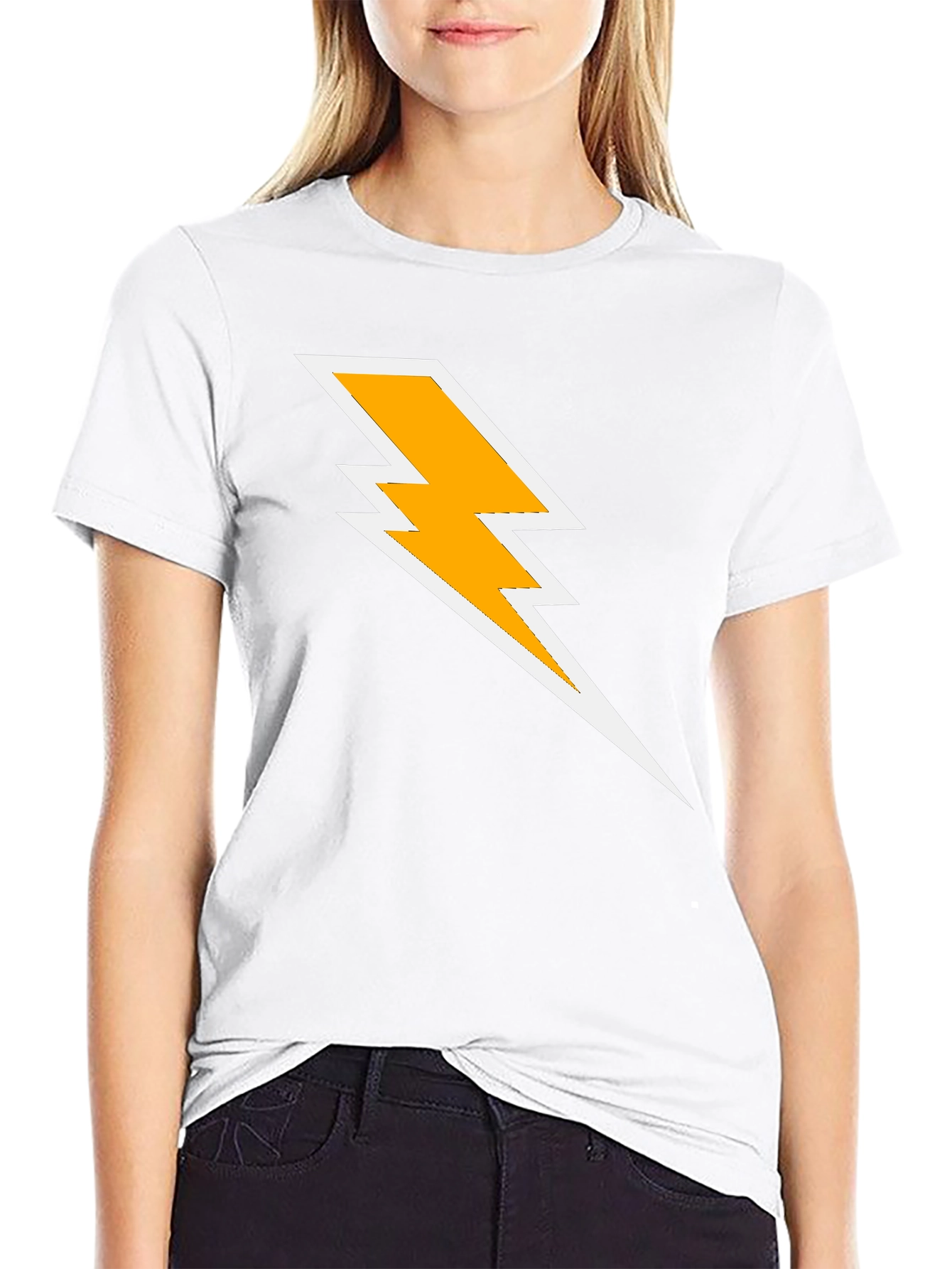 Lightning Bolt Graphic Tee - Black Cotton T-Shirt