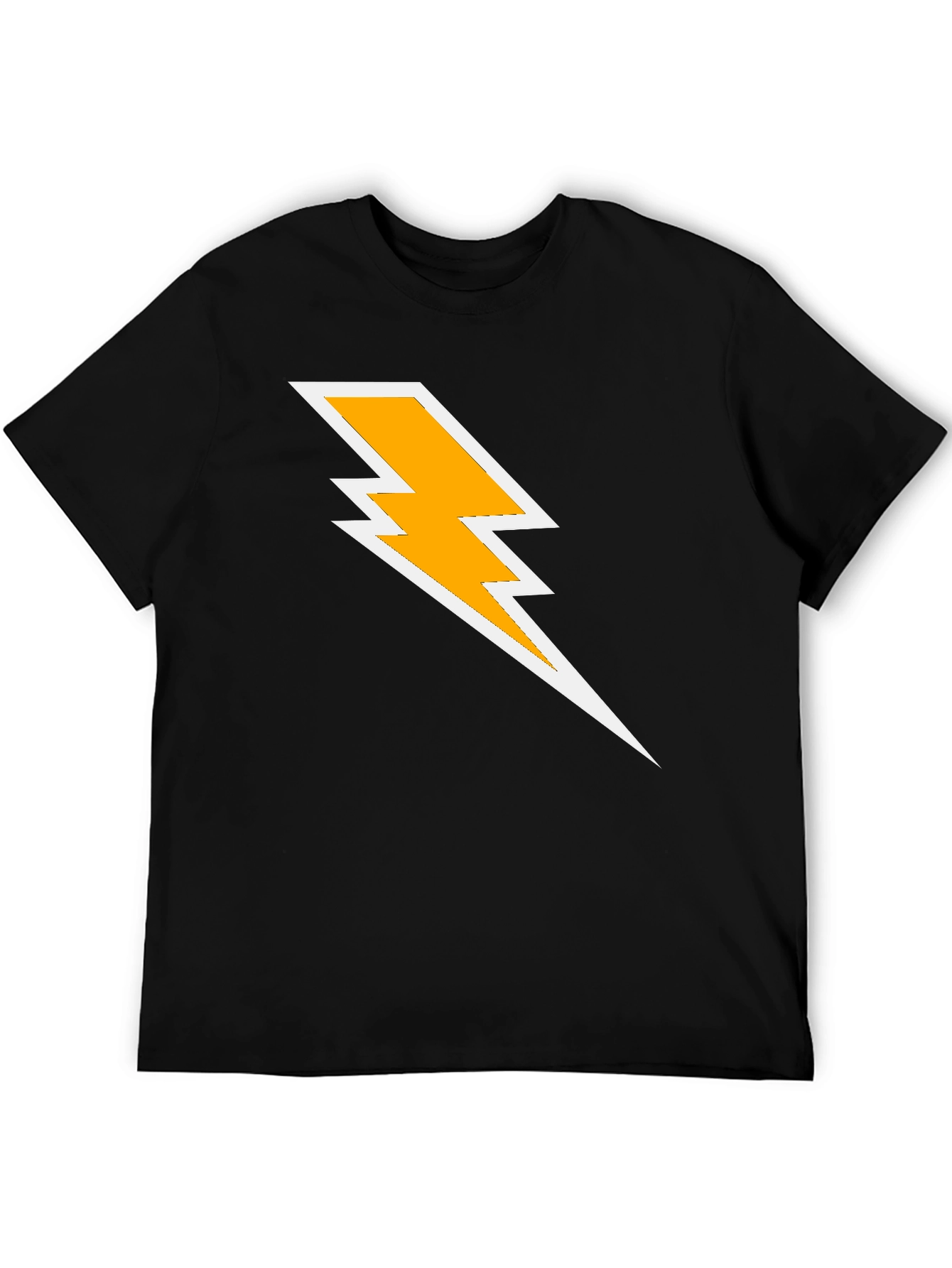 Lightning Bolt Graphic Tee - Black Cotton T-Shirt