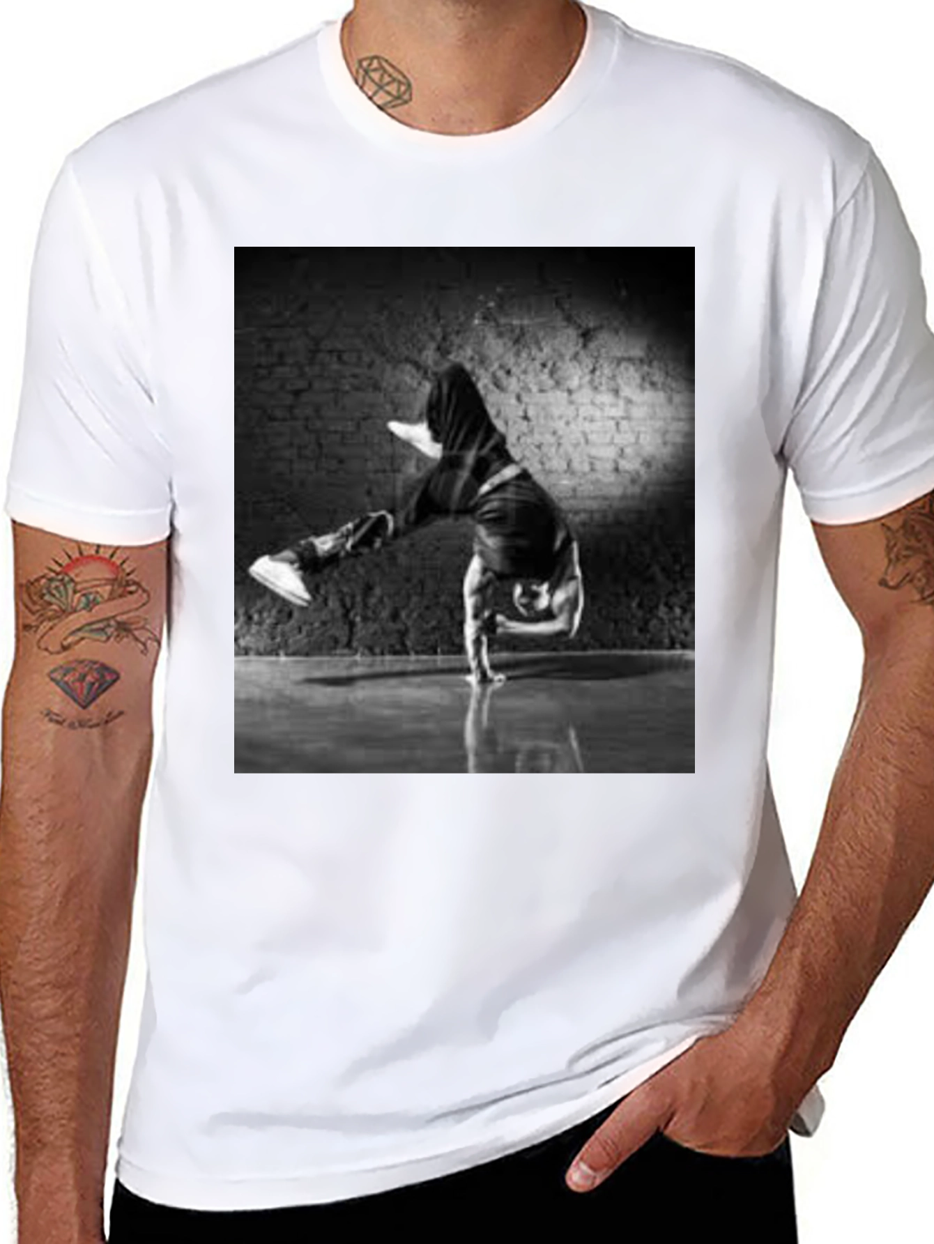 Cool Black T-Shirt with Breakdancer Graphic
