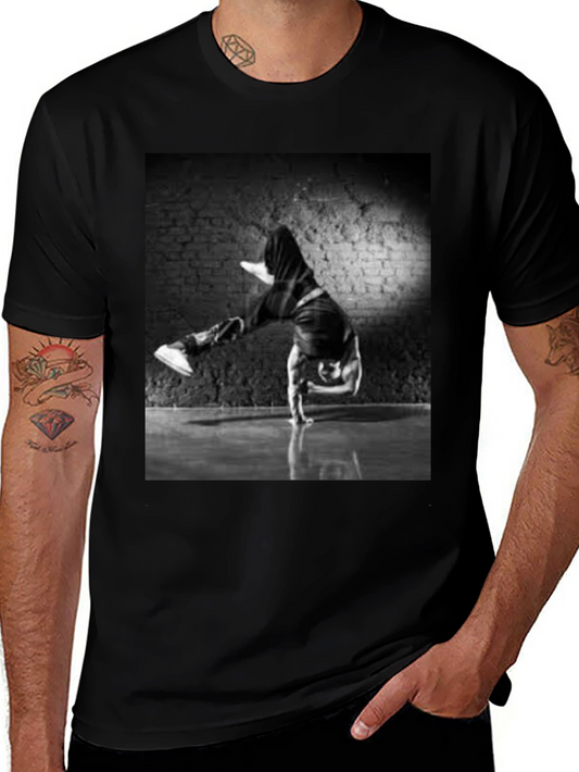 Cool Black T-Shirt with Breakdancer Graphic