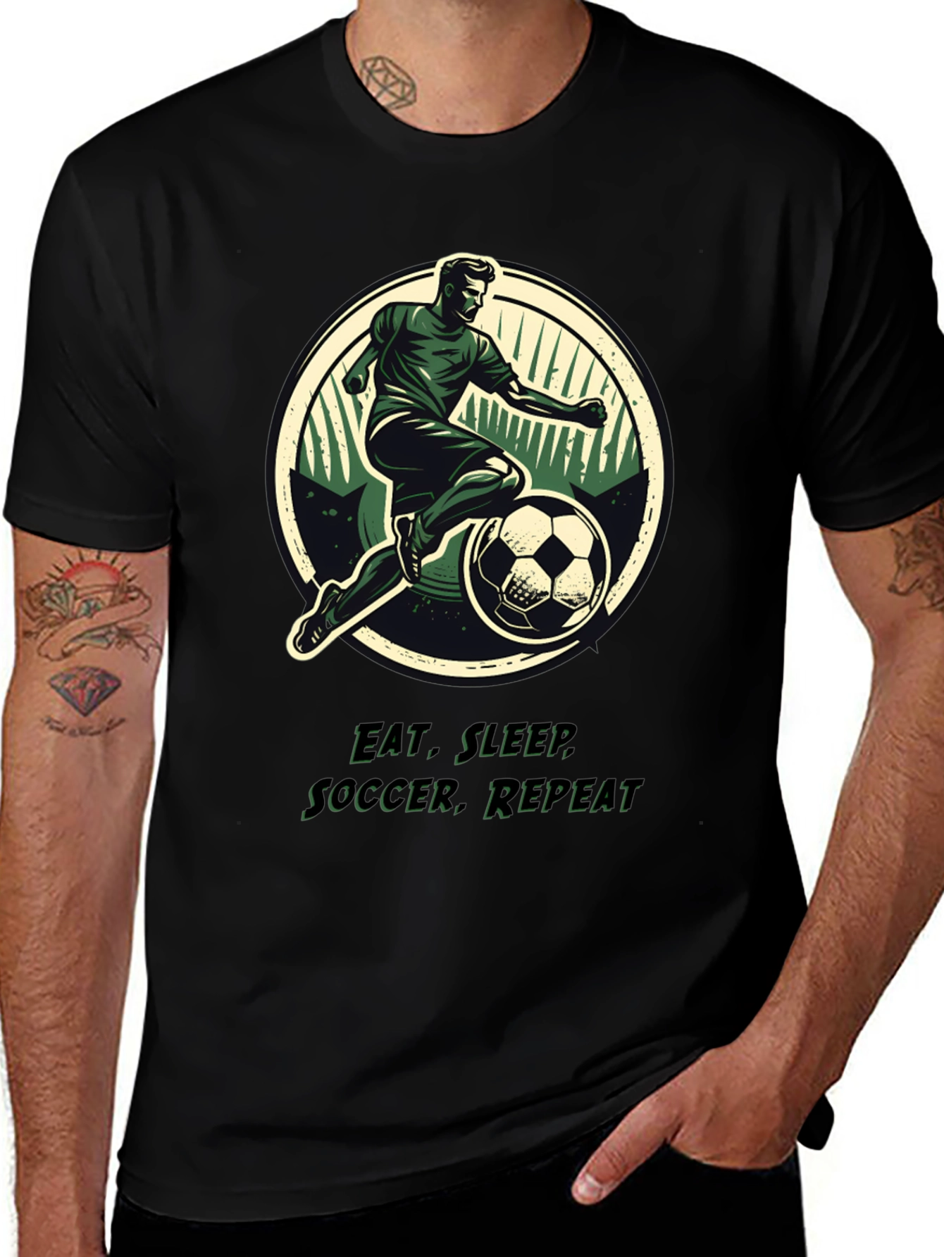 Eat Sleep Soccer Repeat Black T-Shirt