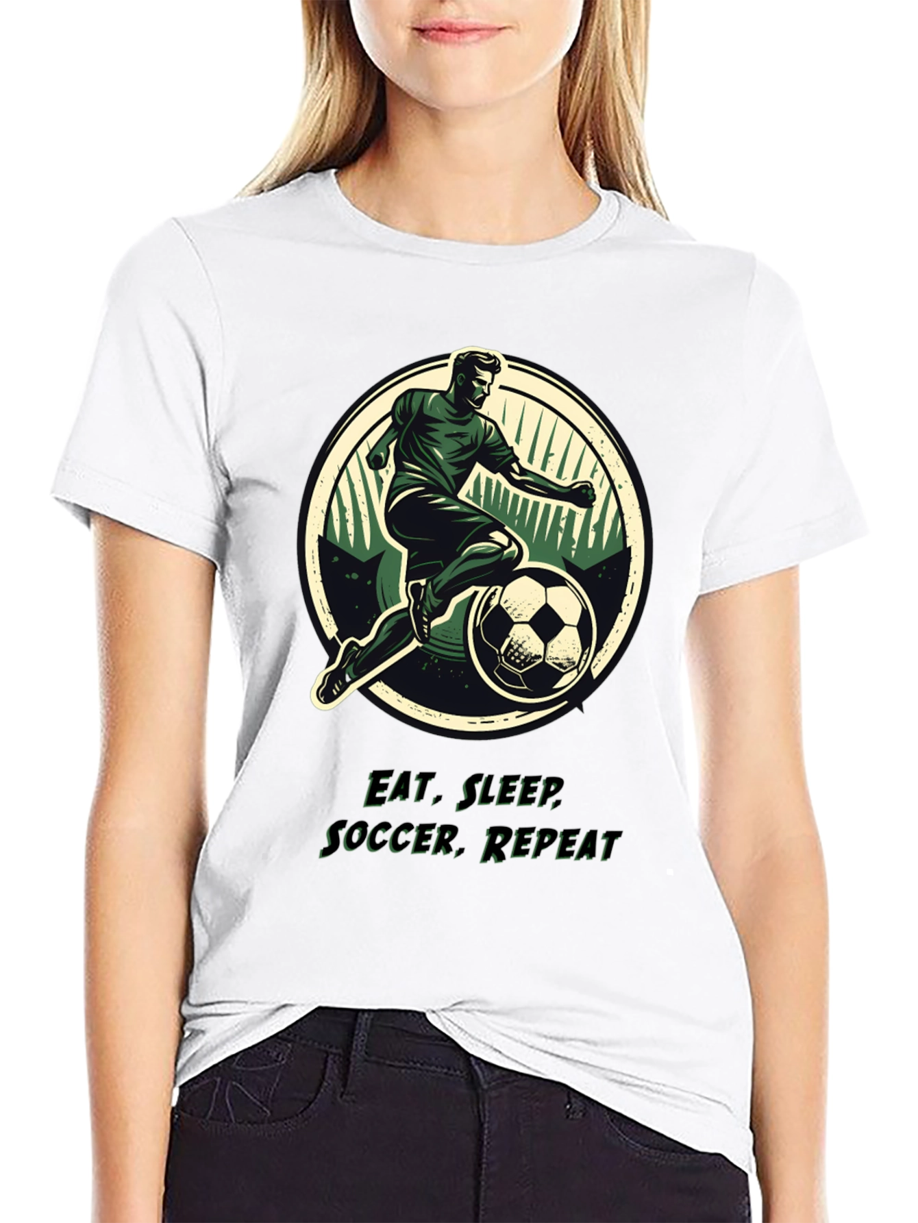 Eat Sleep Soccer Repeat Black T-Shirt