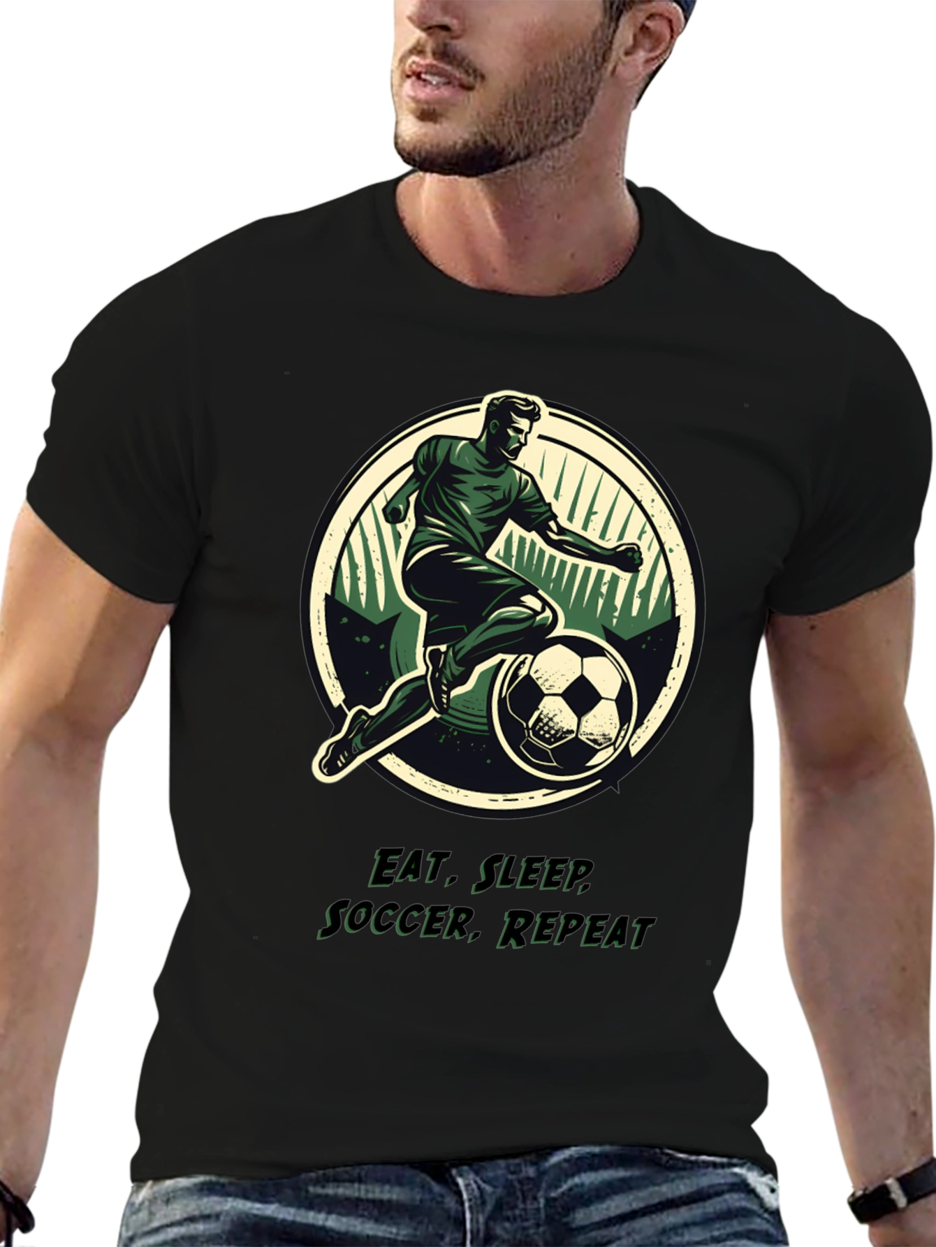 Eat Sleep Soccer Repeat Black T-Shirt