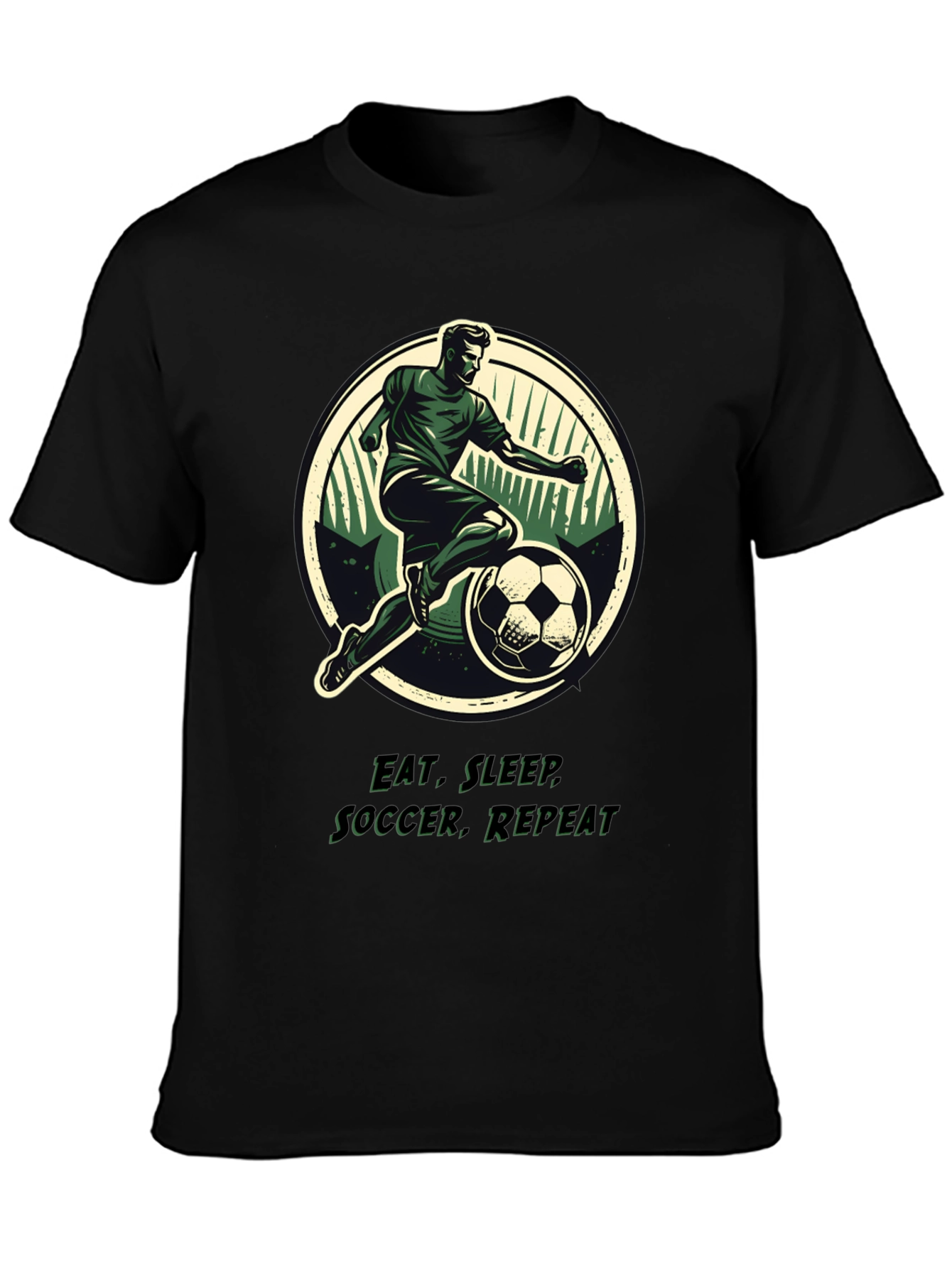 Eat Sleep Soccer Repeat Black T-Shirt
