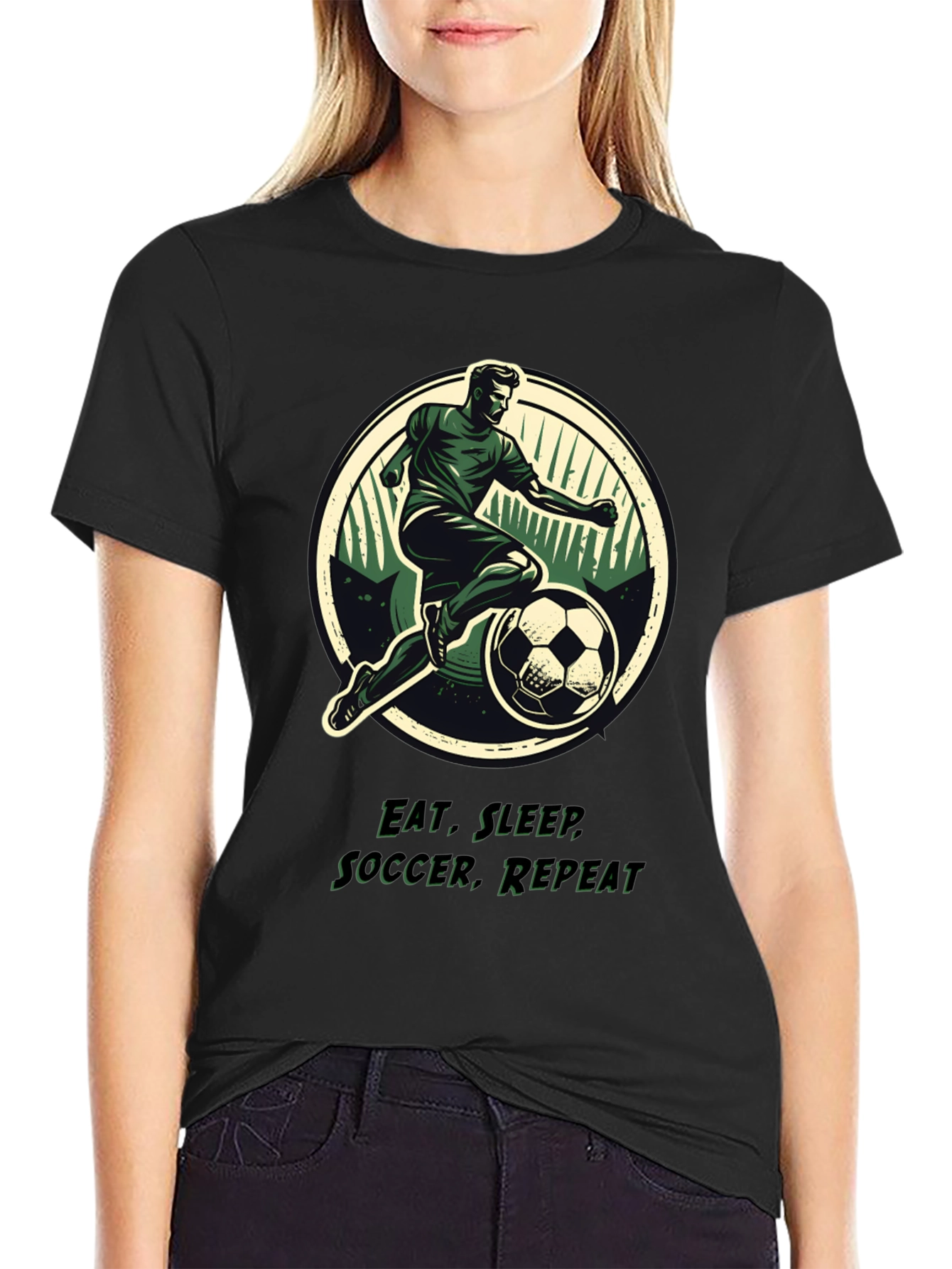 Eat Sleep Soccer Repeat Black T-Shirt