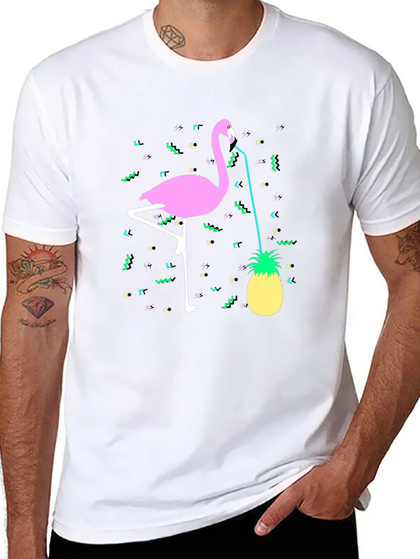 Tropical Flamingo Pineapple Graphic Tee