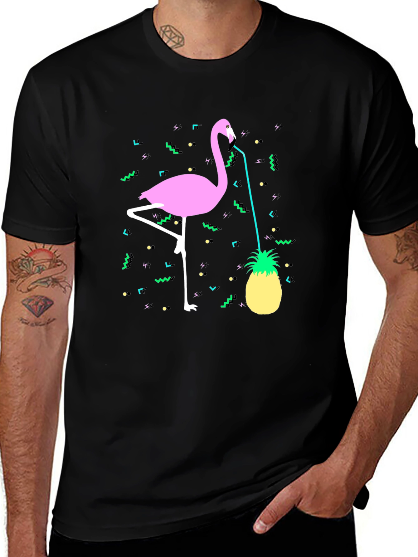 Tropical Flamingo Pineapple Graphic Tee
