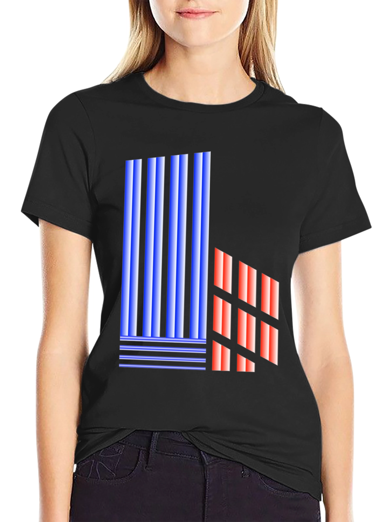 Abstract Geometric Graphic Print Black T-Shirt