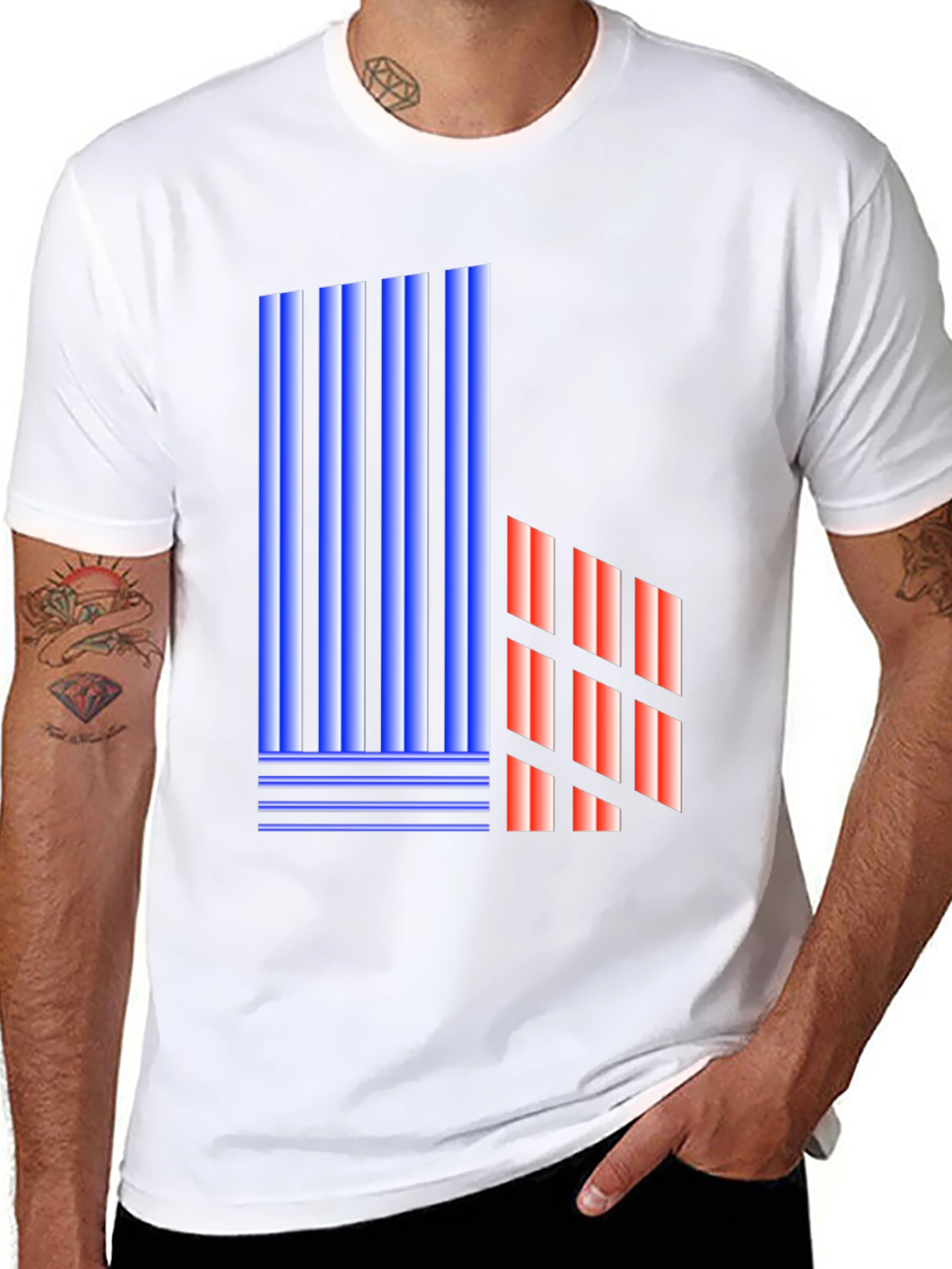 Abstract Geometric Graphic Print Black T-Shirt