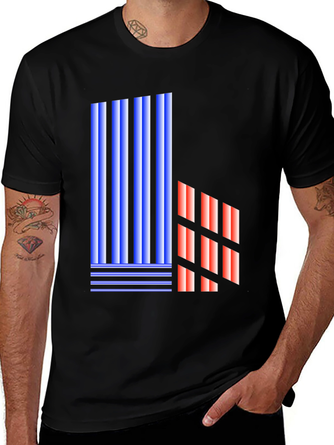 Abstract Geometric Graphic Print Black T-Shirt