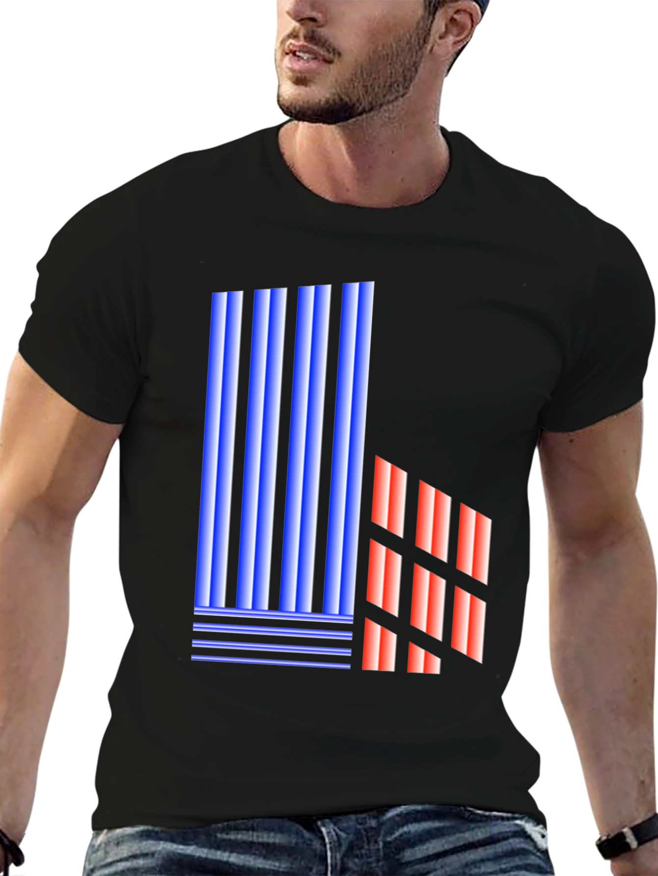 Abstract Geometric Graphic Print Black T-Shirt