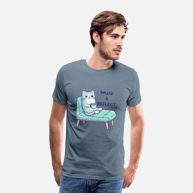 Adorable Cat Therapy T-Shirt - 'Paws and Reflect