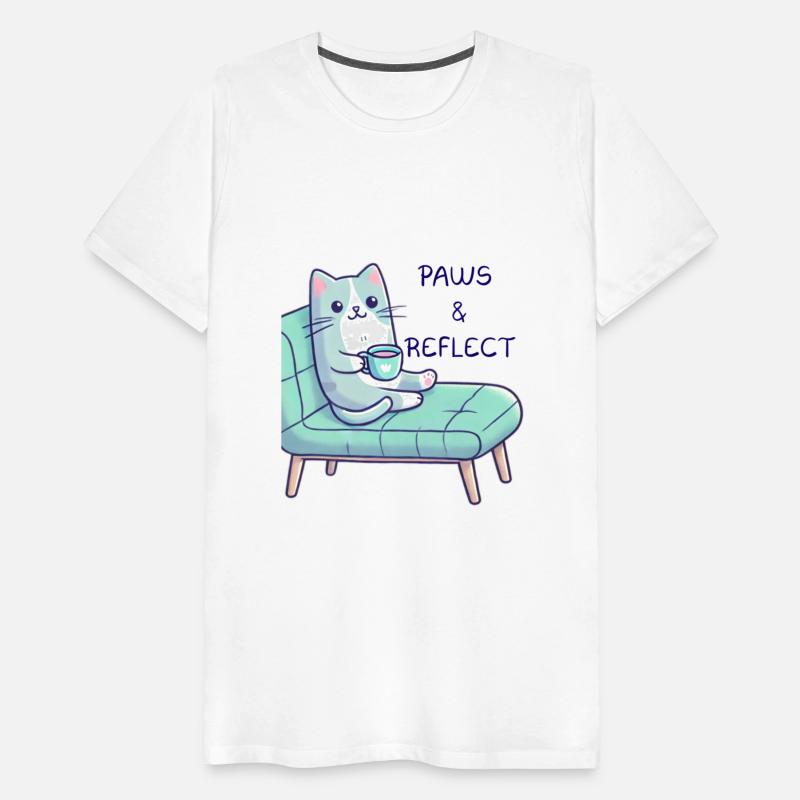 Adorable Cat Therapy T-Shirt - 'Paws and Reflect