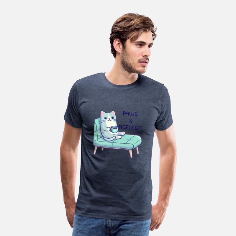 Adorable Cat Therapy T-Shirt - 'Paws and Reflect