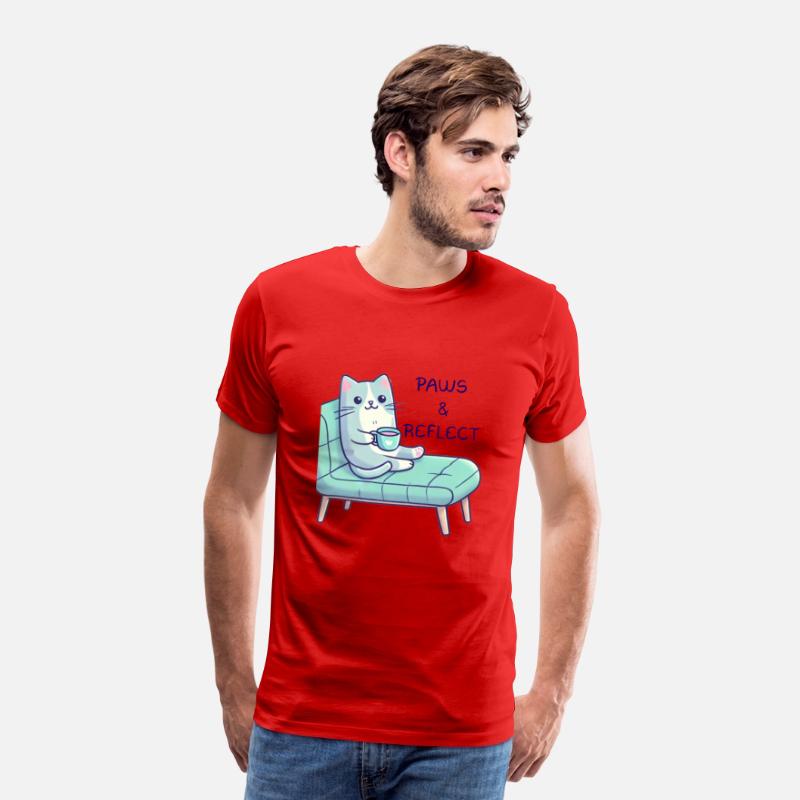 Adorable Cat Therapy T-Shirt - 'Paws and Reflect