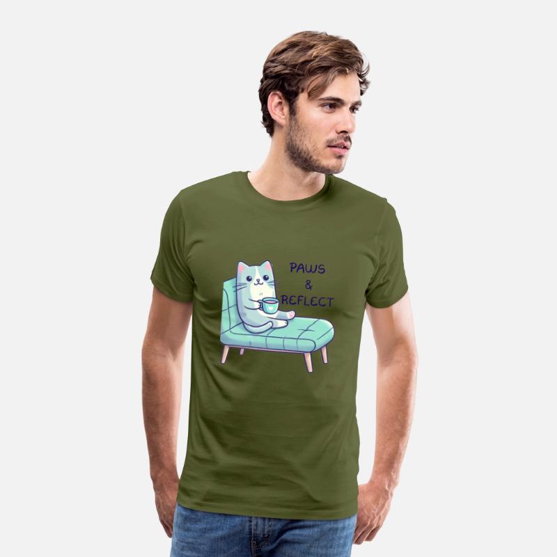 Adorable Cat Therapy T-Shirt - 'Paws and Reflect