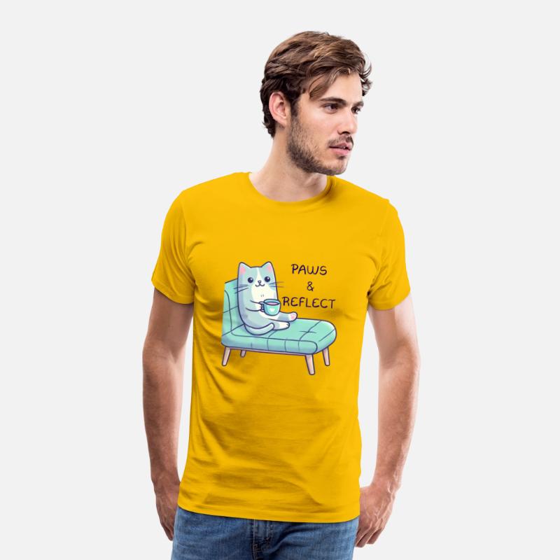 Adorable Cat Therapy T-Shirt - 'Paws and Reflect