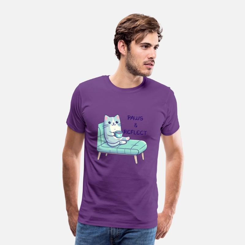 Adorable Cat Therapy T-Shirt - 'Paws and Reflect