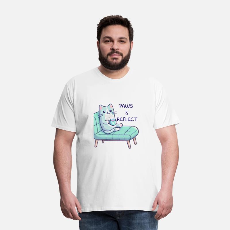 Adorable Cat Therapy T-Shirt - 'Paws and Reflect