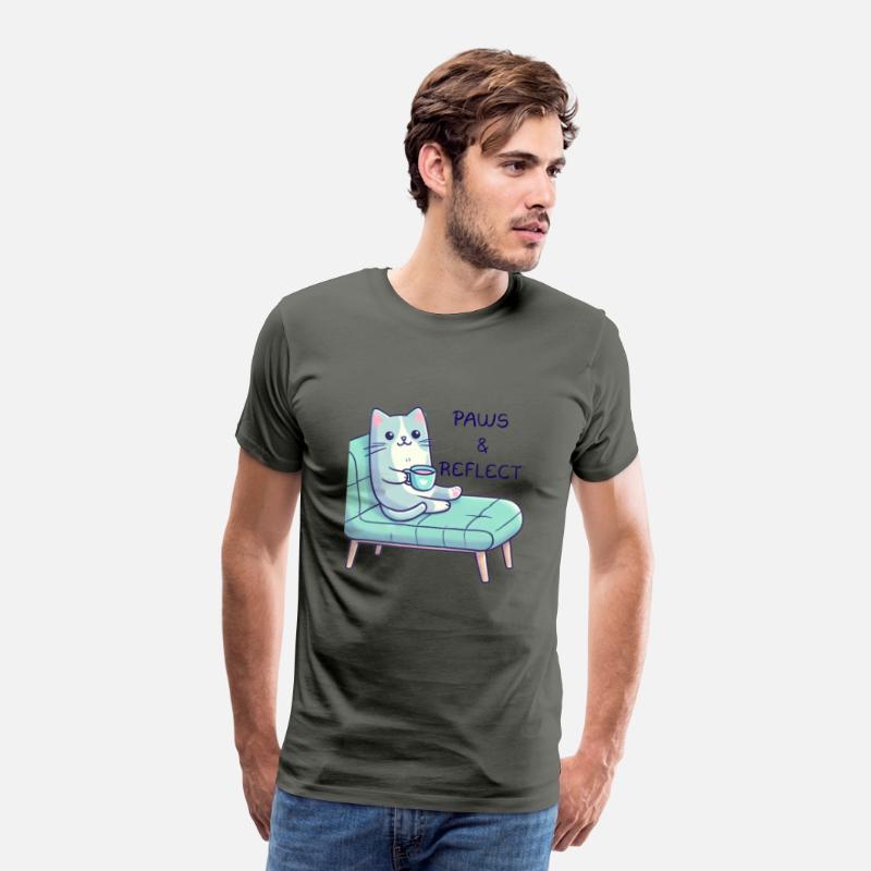 Adorable Cat Therapy T-Shirt - 'Paws and Reflect