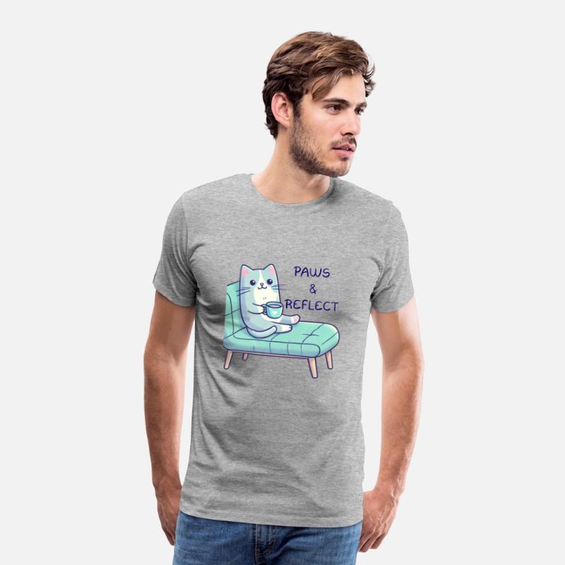 Adorable Cat Therapy T-Shirt - 'Paws and Reflect