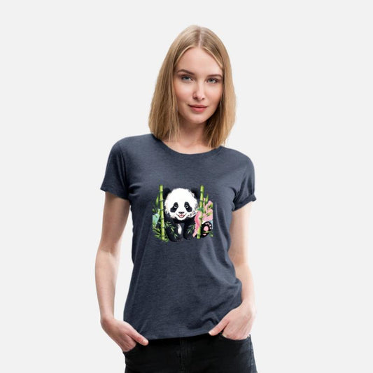 "Adorable Panda with Bamboo: Playful and Nature