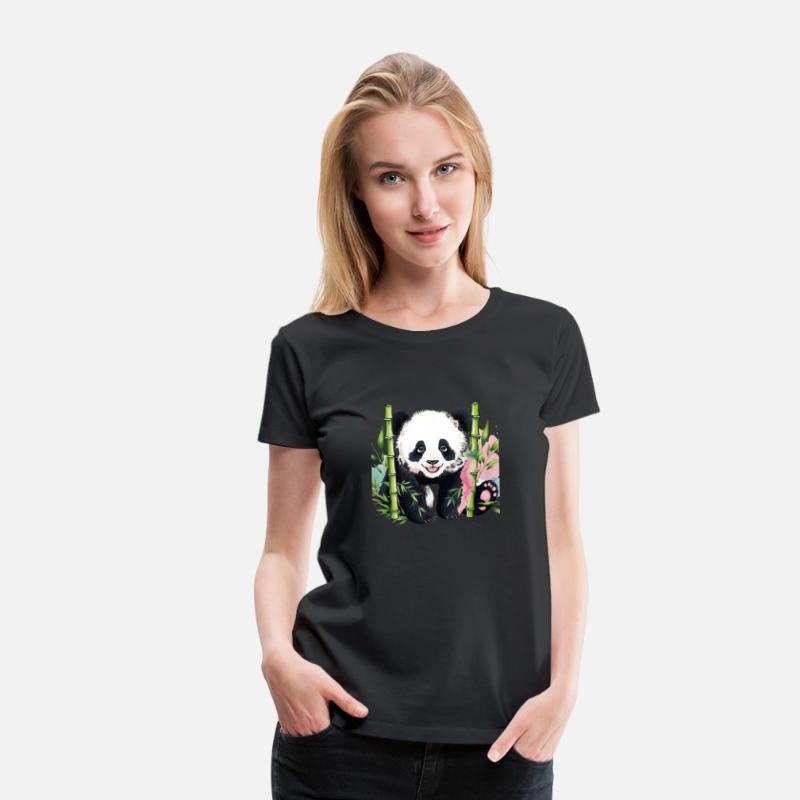 "Adorable Panda with Bamboo: Playful and Nature