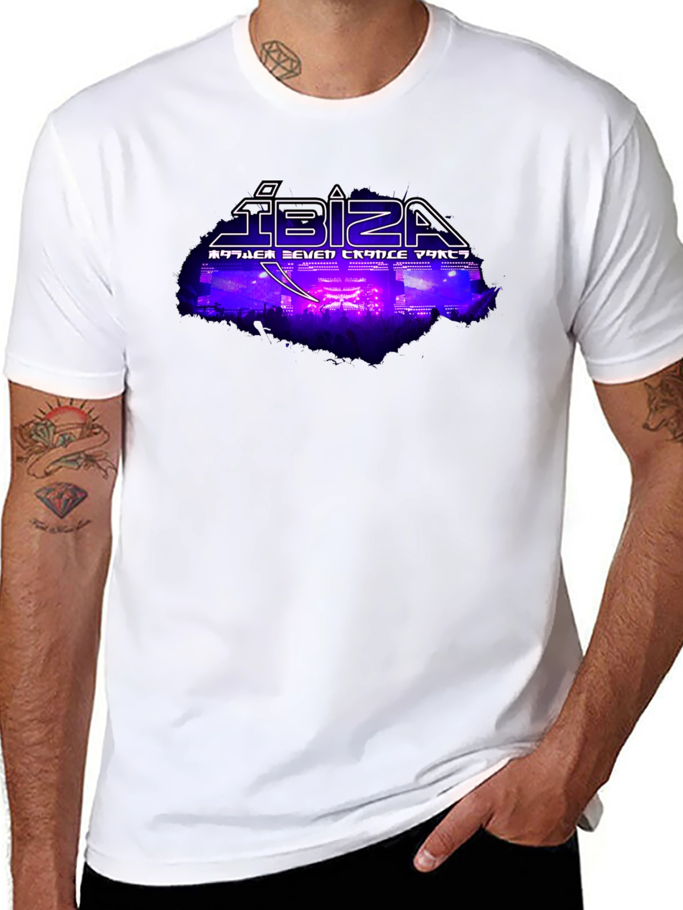 Ibiza Seven Trance Party Black Graphic Tee