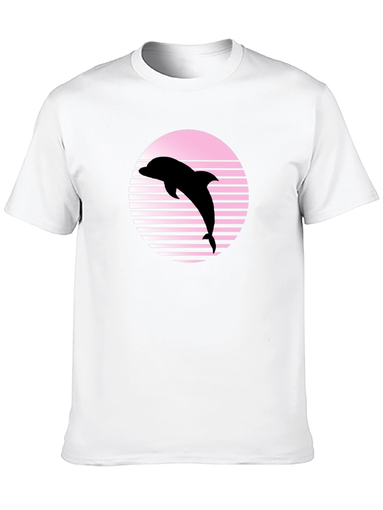 Retro Dolphin Graphic Tee - Black Cotton Blend