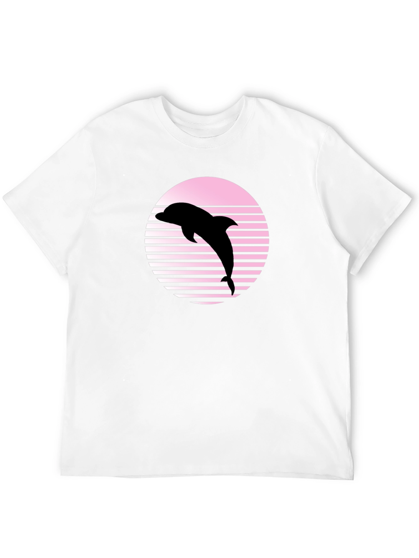 Retro Dolphin Graphic Tee - Black Cotton Blend