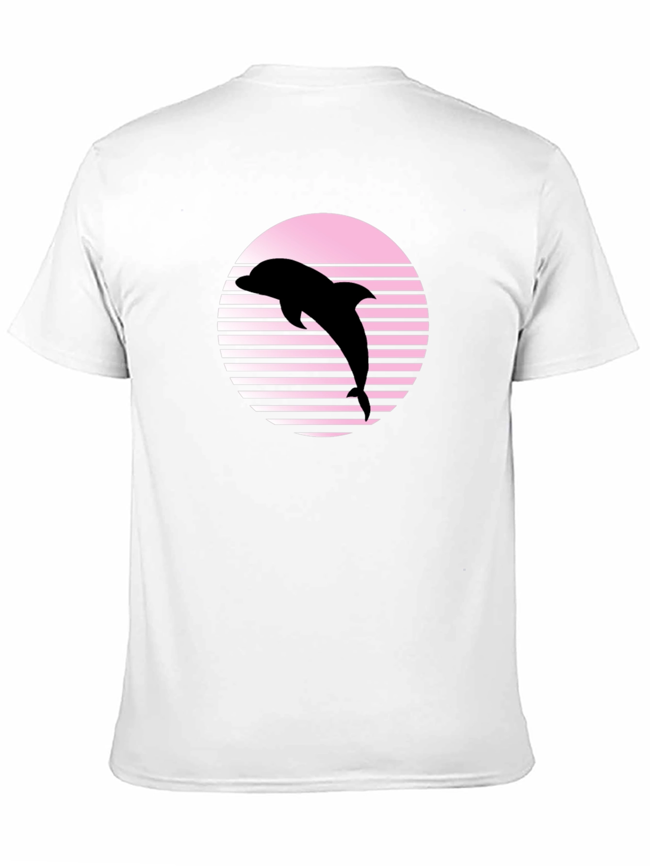 Retro Dolphin Graphic Tee - Black Cotton Blend