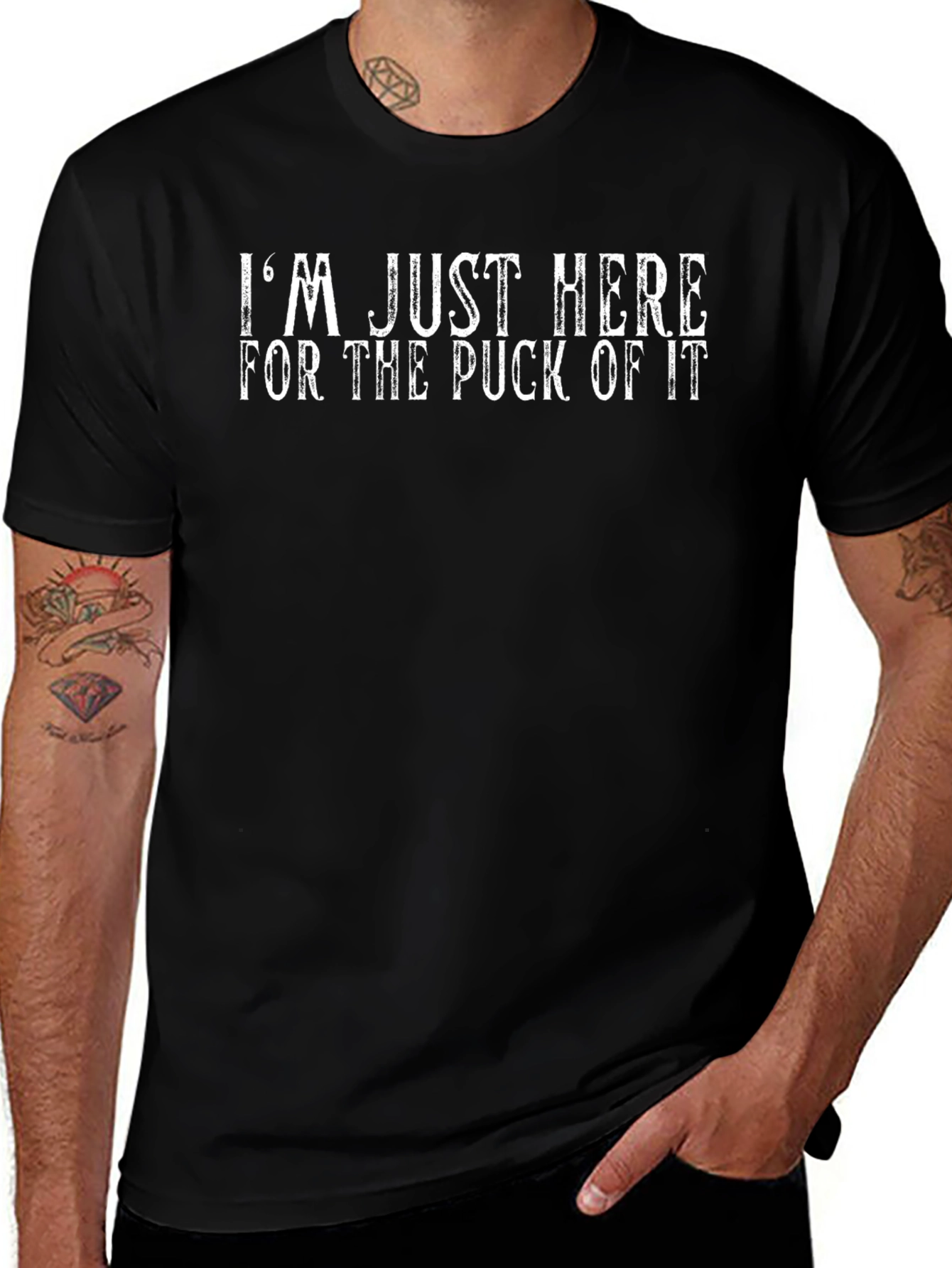 Puck Of It Mens Black T-Shirt Hockey Fan Tee
