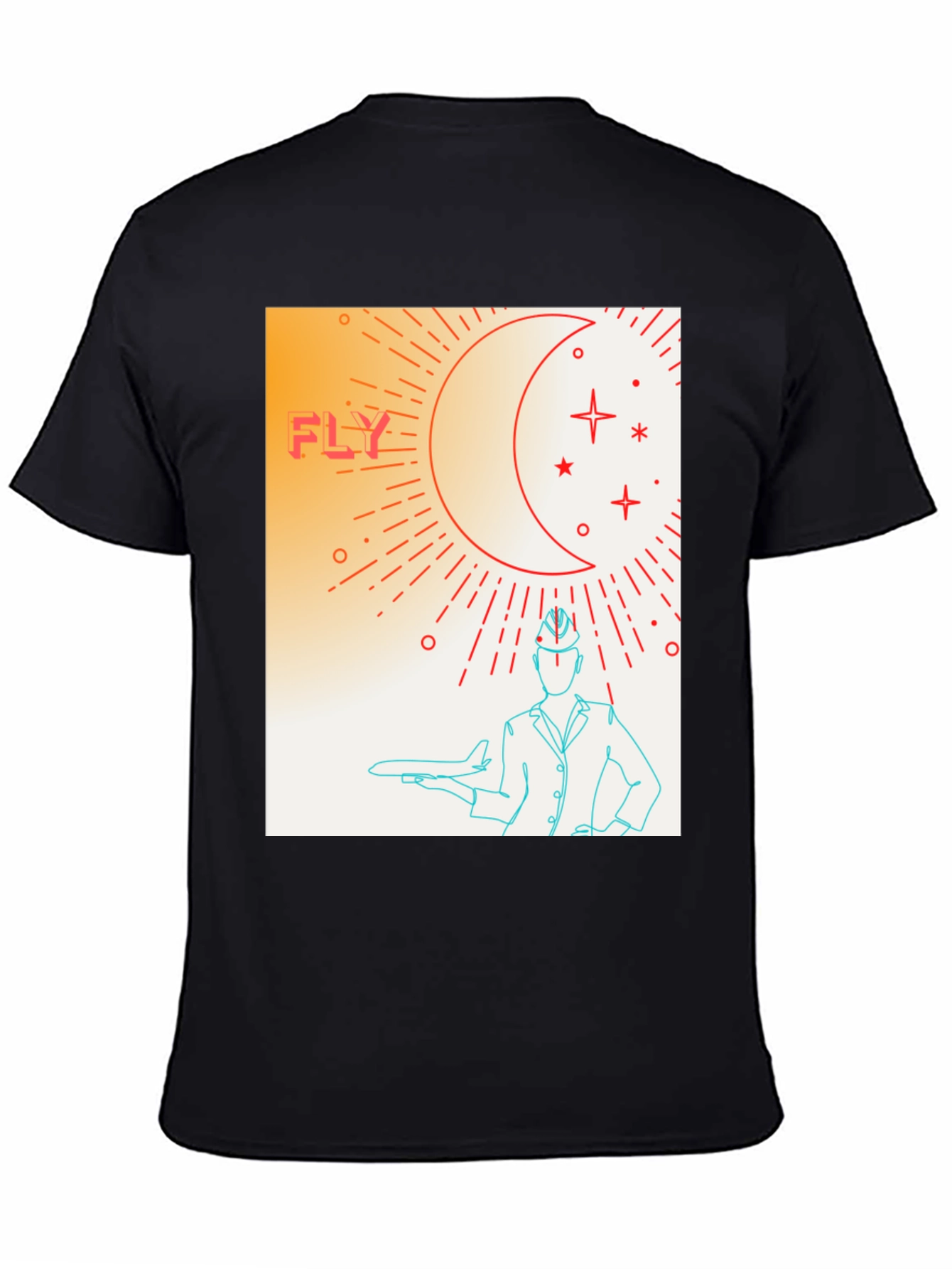 Fly High Graphic Tee - Airplane & Stars Design