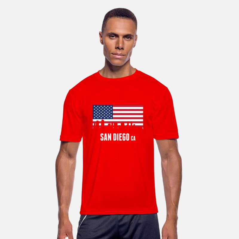 American Flag San Diego Skyline