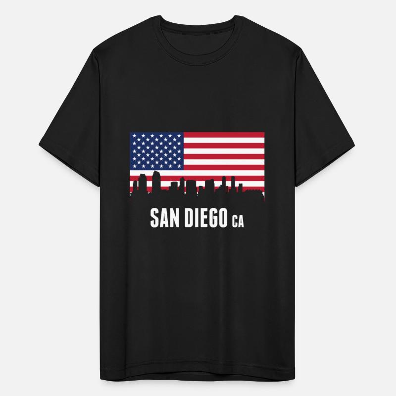 American Flag San Diego Skyline