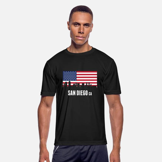 American Flag San Diego Skyline